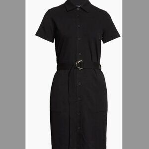 Club Monaco Belted Ponte Shirtdress - Black, Excellent Condition